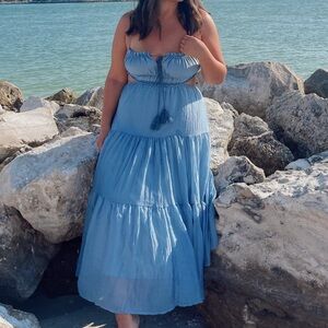 Blue Summer Boho Midi Dress